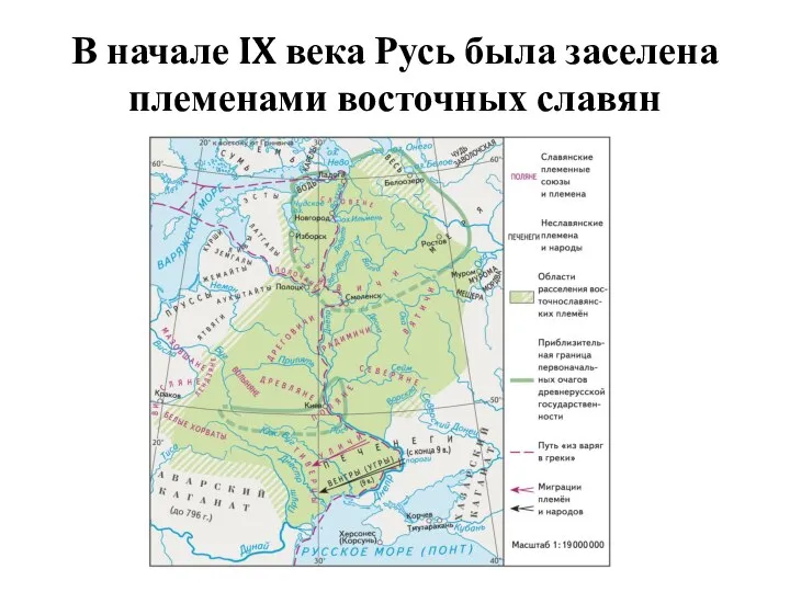 В начале IX века Русь была заселена племенами восточных славян