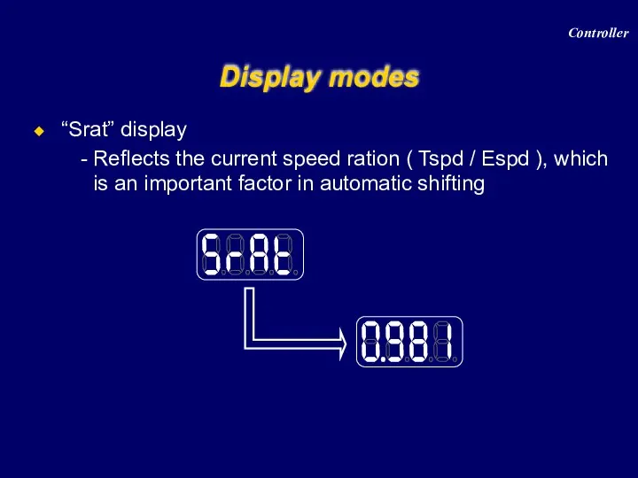 “Srat” display Reflects the current speed ration ( Tspd / Espd