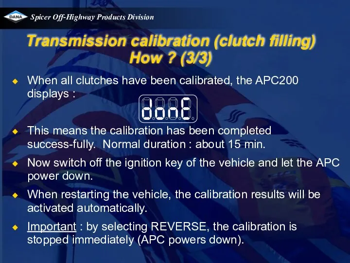 Transmission calibration (clutch filling) How ? (3/3) When all clutches have