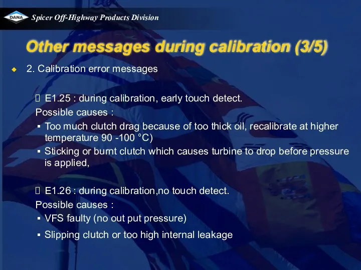 Other messages during calibration (3/5) 2. Calibration error messages E1.25 :