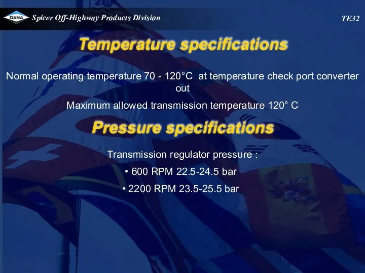 Normal operating temperature 70 - 120°C at temperature check port converter