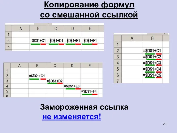 Копирование формул со смешанной ссылкой Замороженная ссылка не изменяется!