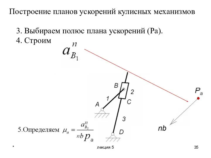 * лекция 5 3. Выбираем полюс плана ускорений (Ра). 4. Строим