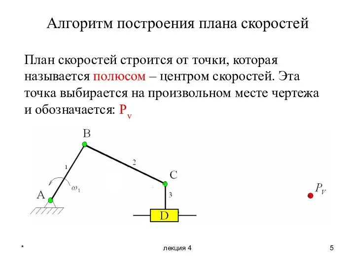 * лекция 4 План скоростей строится от точки, которая называется полюсом