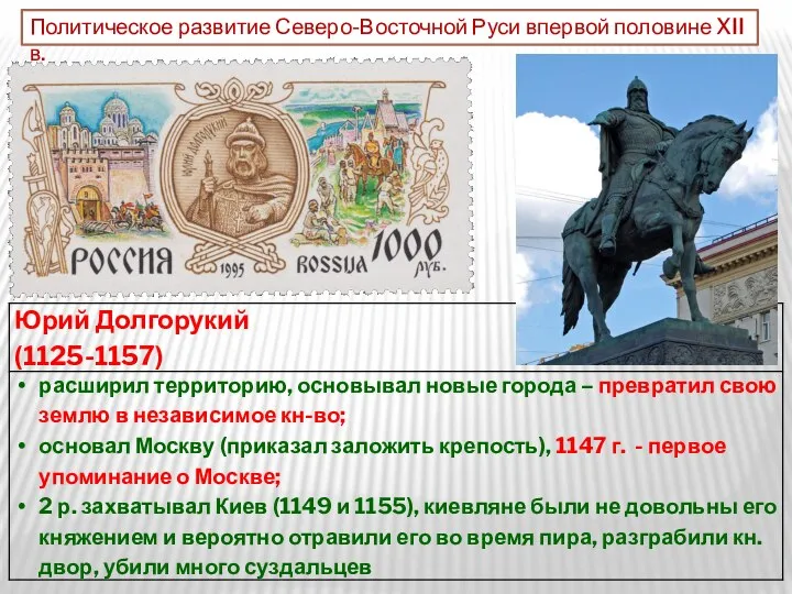 Политическое развитие Северо-Восточной Руси впервой половине XII в.