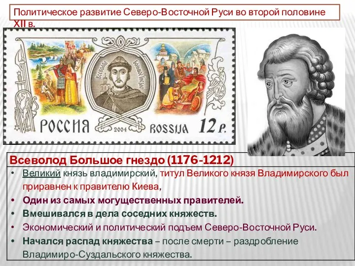 Политическое развитие Северо-Восточной Руси во второй половине XII в.