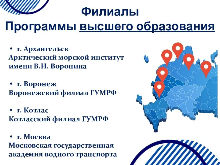 Филиалы Программы высшего образования г. Архангельск Арктический морской институт имени В.И.