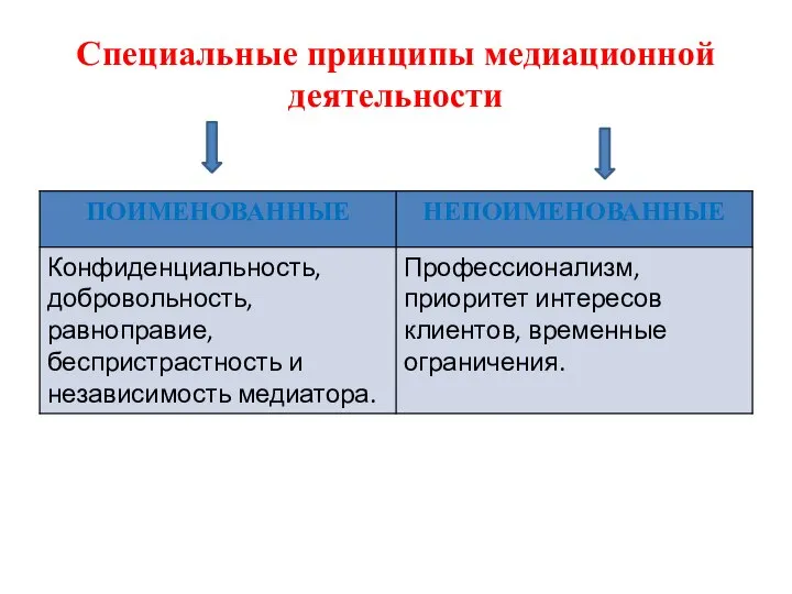 Специальные принципы медиационной деятельности