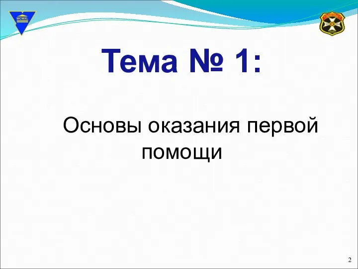 Тема № 1: Основы оказания первой помощи