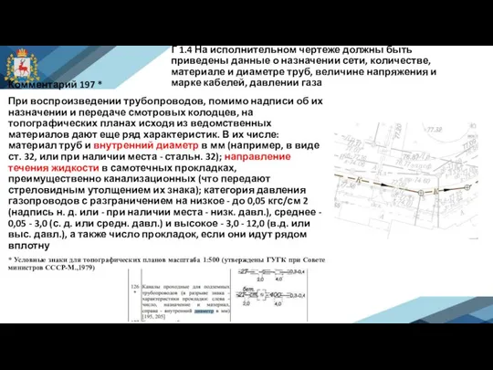 Г 1.4 На исполнительном чертеже должны быть приведены данные о назначении