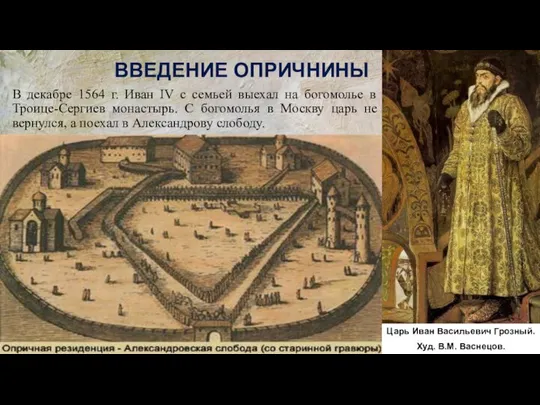 В декабре 1564 г. Иван IV с семьей выехал на богомолье