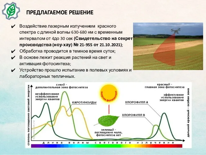 ПРЕДЛАГАЕМОЕ РЕШЕНИЕ Воздействие лазерным излучением красного спектра с длиной волны 630-680