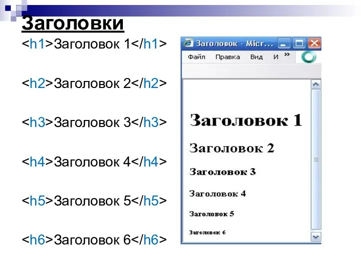 Заголовки Заголовок 1 Заголовок 2 Заголовок 3 Заголовок 4 Заголовок 5 Заголовок 6