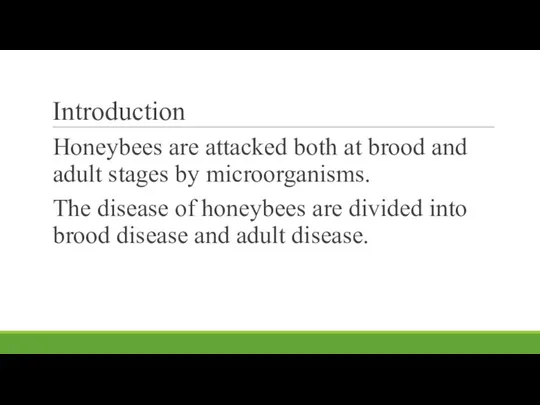 Introduction Honeybees are attacked both at brood and adult stages by