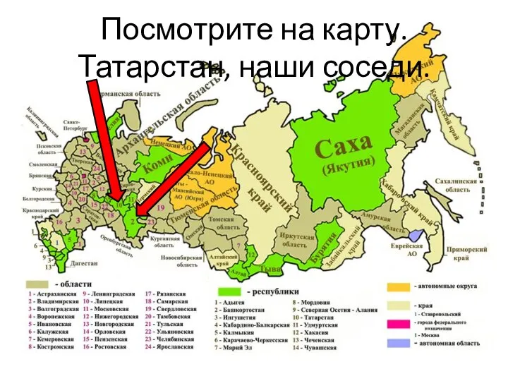 Посмотрите на карту. Татарстан, наши соседи.