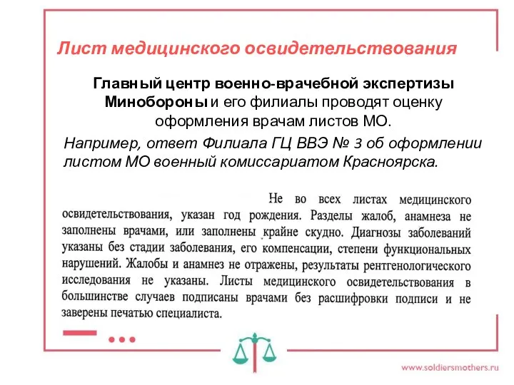 Лист медицинского освидетельствования Главный центр военно-врачебной экспертизы Минобороны и его филиалы