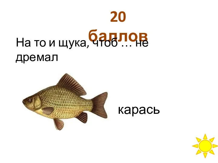 20 баллов На то и щука, чтоб … не дремал