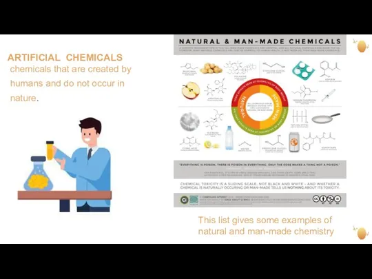 ARTIFICIAL CHEMICALS chemicals that are created by humans and do not