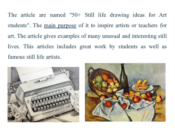 The article are named "50+ Still life drawing ideas for Art