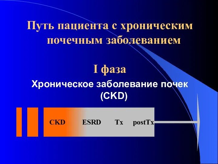 Путь пациента с хроническим почечным заболеванием I фаза Хроническое заболевание почек (CKD)