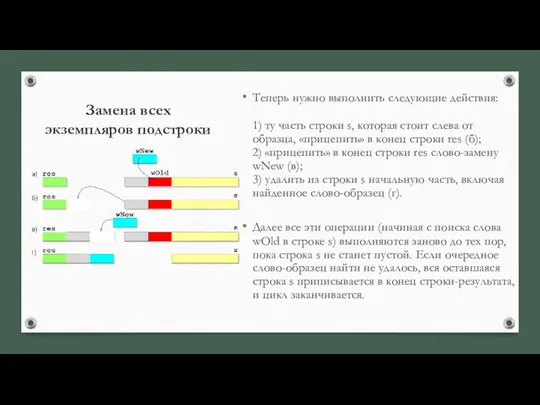 Теперь нужно выполнить следующие действия: 1) ту часть строки s, которая