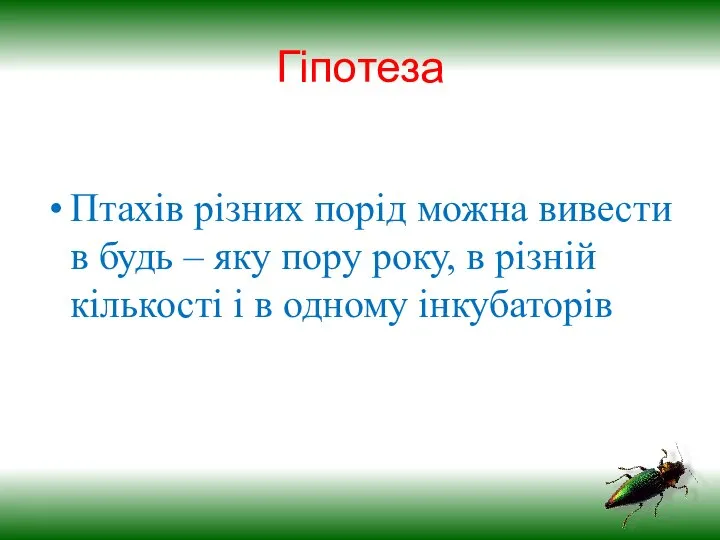 Гіпотеза Птахів різних порід можна вивести в будь – яку пору