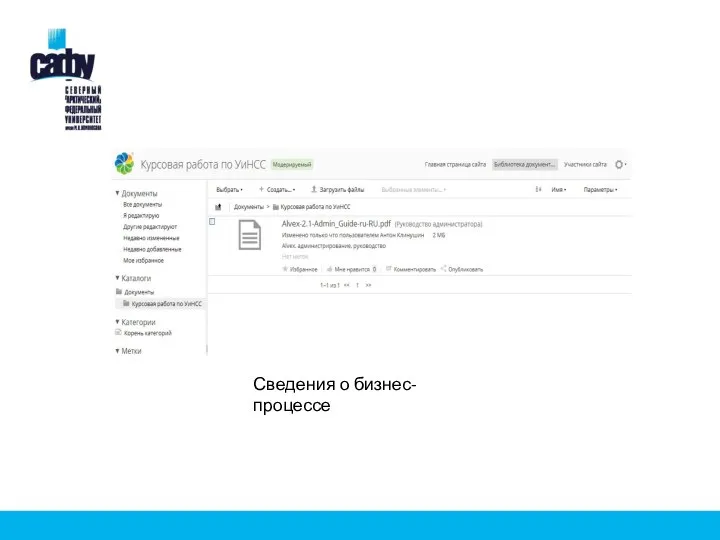 Сведения о бизнес-процессе