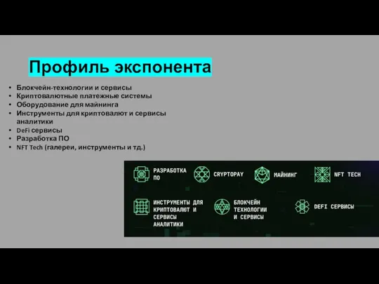 Профиль экспонента Блокчейн-технологии и сервисы Криптовалютные платежные системы Оборудование для майнинга