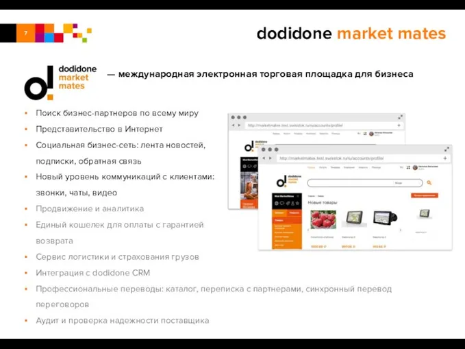 — международная электронная торговая площадка для бизнеса dodidone market mates Поиск