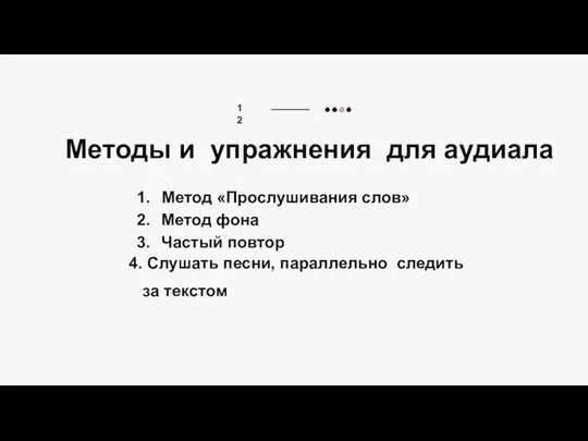 12 Методы и упражнения для аудиала Метод «Прослушивания слов» Метод фона