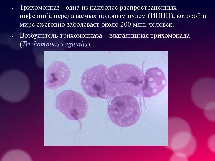 Трихомониаз - одна из наиболее распространенных инфекций, передаваемых половым нулем (ИППП),