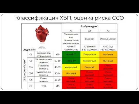 Классификация ХБП, оценка риска ССО