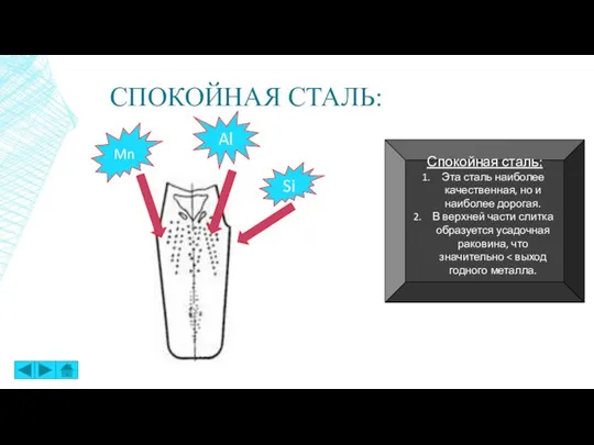 СПОКОЙНАЯ СТАЛЬ: Спокойная сталь: Эта сталь наиболее качественная, но и наиболее