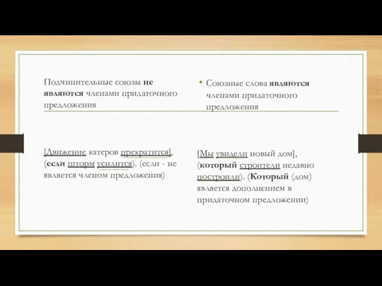 Подчинительные союзы не являются членами придаточного предложения [Движение катеров прекратится], (если