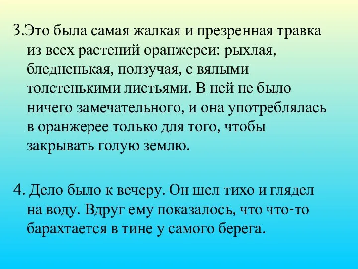 3.Это была самая жалкая и презренная травка из всех растений оранжереи: