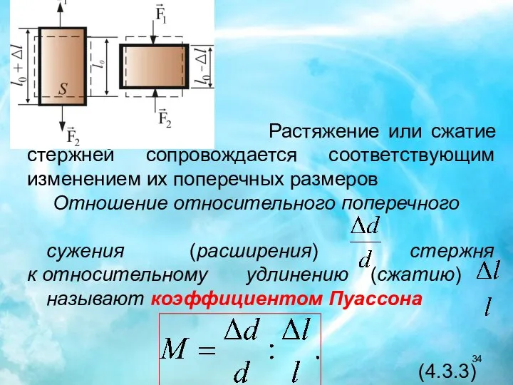 Растяжение или сжатие стержней сопровождается соответствующим изменением их поперечных размеров Отношение