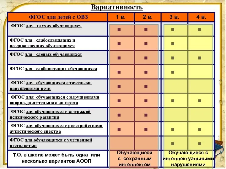 Вариативность Т.О. в школе может быть одна или несколько вариантов АООП