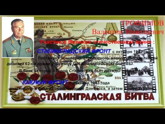 СТАЛИНГРАДСКИЙ ФРОНТ с октября 1942 года ЮЖНЫЙ ФРОНТ с декабря 1943