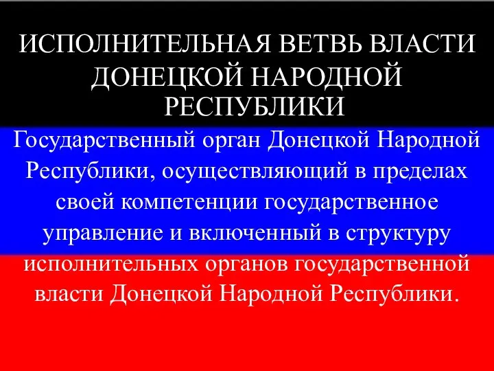 ИСПОЛНИТЕЛЬНАЯ ВЕТВЬ ВЛАСТИ ДОНЕЦКОЙ НАРОДНОЙ РЕСПУБЛИКИ Государственный орган Донецкой Народной Республики,