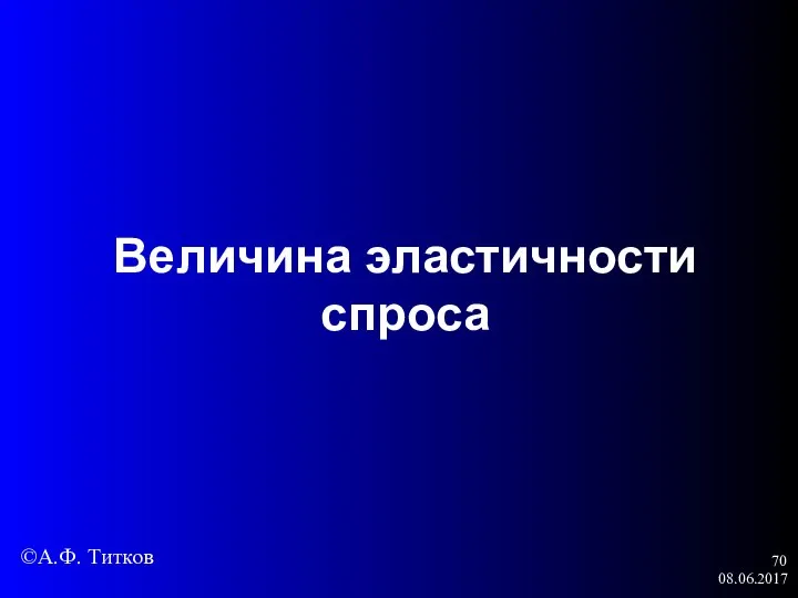 08.06.2017 Величина эластичности спроса ©А.Ф. Титков