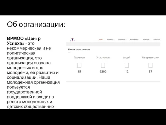 Об организации: ВРМОО «Центр Успеха» - это некоммерческая и не политическая