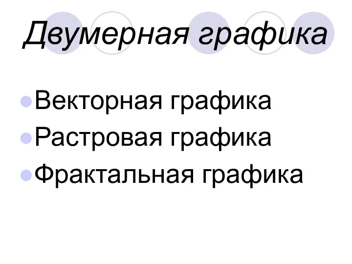 Двумерная графика Векторная графика Растровая графика Фрактальная графика