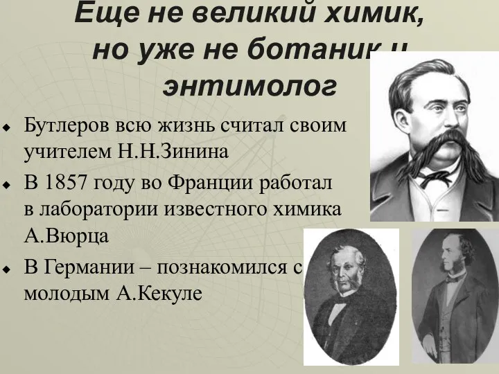 Еще не великий химик, но уже не ботаник и энтимолог Бутлеров