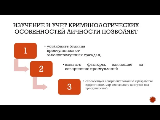 ИЗУЧЕНИЕ И УЧЕТ КРИМИНОЛОГИЧЕСКИХ ОСОБЕННОСТЕЙ ЛИЧНОСТИ ПОЗВОЛЯЕТ