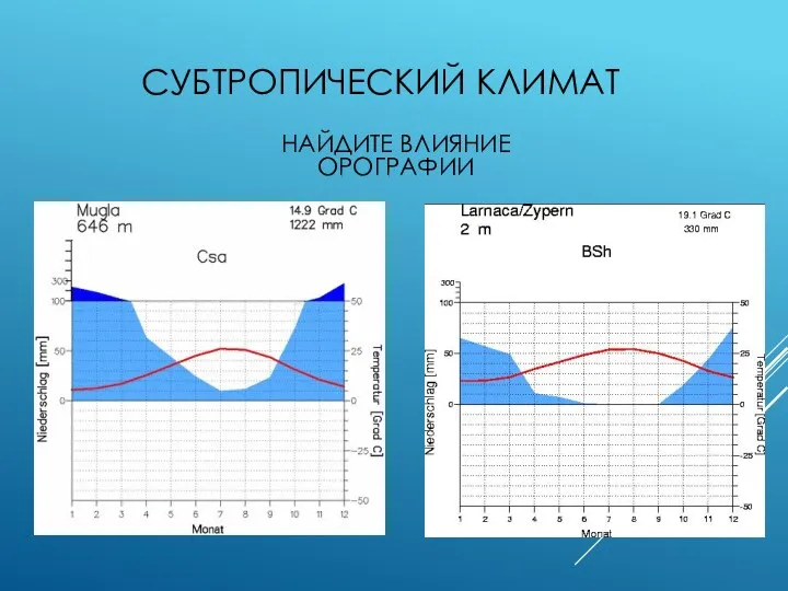 СУБТРОПИЧЕСКИЙ КЛИМАТ НАЙДИТЕ ВЛИЯНИЕ ОРОГРАФИИ