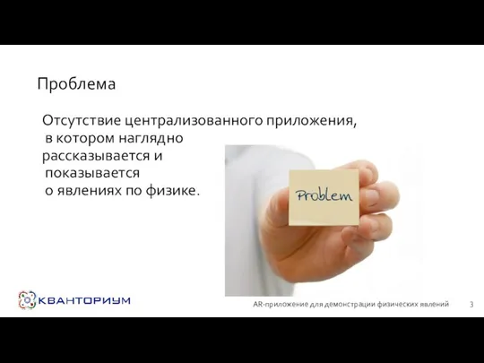 Проблема Отсутствие централизованного приложения, в котором наглядно рассказывается и показывается о