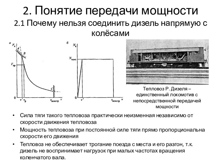 2. Понятие передачи мощности 2.1 Почему нельзя соединить дизель напрямую с