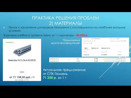 ПРАКТИКА РЕШЕНИЯ ПРОБЛЕМ 2) МАТЕРИАЛЫ Поиск и заключение договорных отношения с