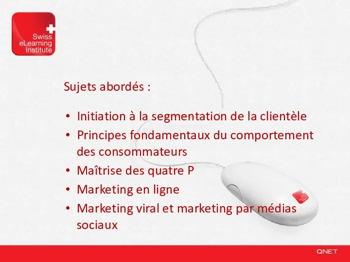 Sujets abordés : Initiation à la segmentation de la clientèle Principes