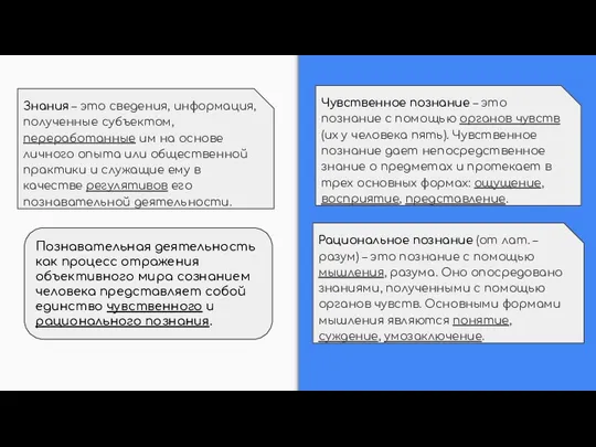 Познавательная деятельность как процесс отражения объективного мира сознанием человека представляет собой